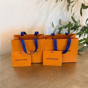 Louis Vuitton Orange Gift Bags with Blue Handles (Pair)